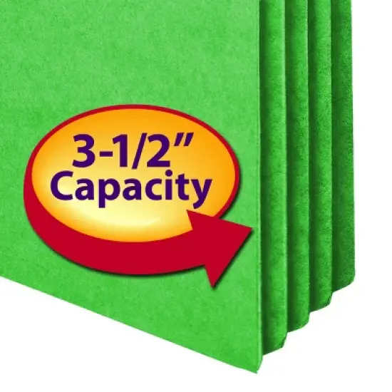 Smead File Pocket, Straight-Cut Tab, 3-1/2" Expansion, Legal Size, Green, 25 per Box (74226) image {3}