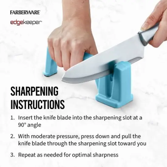 Farberware Tabletop Sharpener: Manual Knife & Steel Sharpener, Stainless Steel & Plastic, Hand Wash, Green, 7.68" Length image {3}