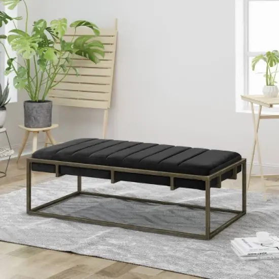 Magdalene Modern Velvet Ottoman Bench - Christopher Knight Home image {1}