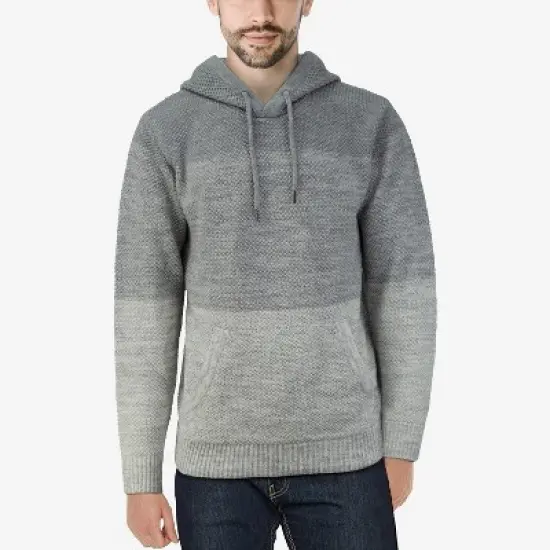 X RAY Men's Slim Fit Knitted Hoodie Sweater, Casual Color Block Hooded Pullover Top image {8}