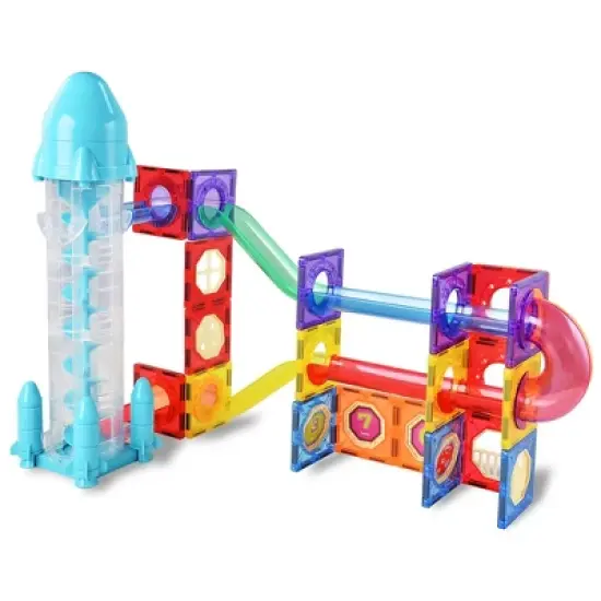 Link 72 Piece Kids Magnetic Building Blocks Tile 3D Construction Bright Colors Set - Creative Educational Toy image {3}
