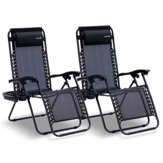 Adjustable Zero Gravity Chair Set for Relaxation with Foldable Design, Portable, Durable, Black image {8}