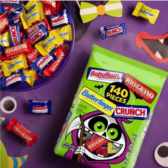 Butterfinger, Baby Ruth, 100 Grand, Crunch Assorted Halloween Candy -  55.7oz/140ct image {1}