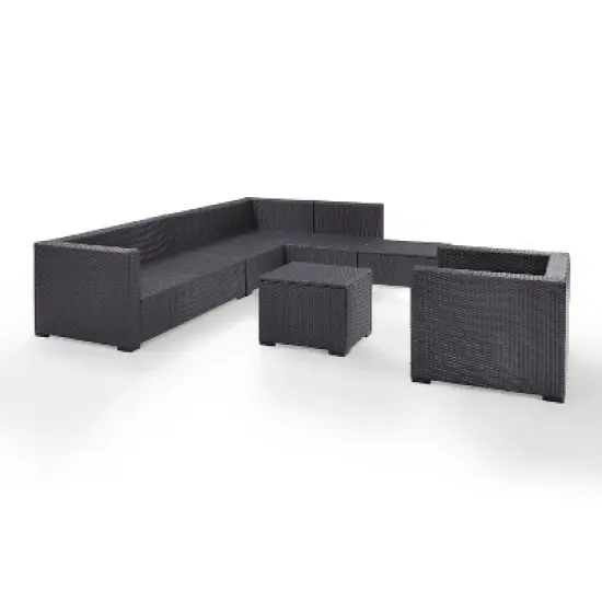Biscayne 6pc Outdoor Wicker Sectional Set - Mist - Crosley image {7}