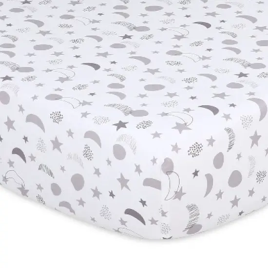 The Peanutshell Fitted Crib Sheets - Gray Celestial Moon and Stars - 4pk image {1}
