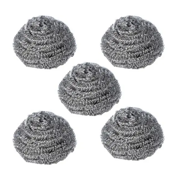 Unique Bargains Stainless Steel Kitchen Anti-Rust Scrubber 3" x 1.5" Silver Tone 5 Pcs image {6}
