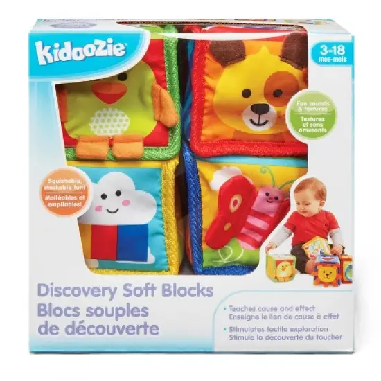 Kidoozie Discovery Soft Blocks for Infants and Toddlers ages 3-18 months; Texture, Shapes and Sounds to Engage the Senses image {1}