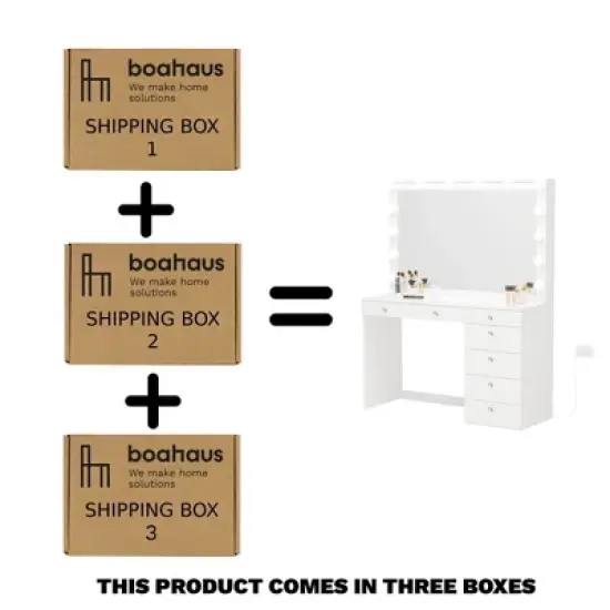 Nuit Lighted Makeup Vanity with Knobs - Boahaus image {6}