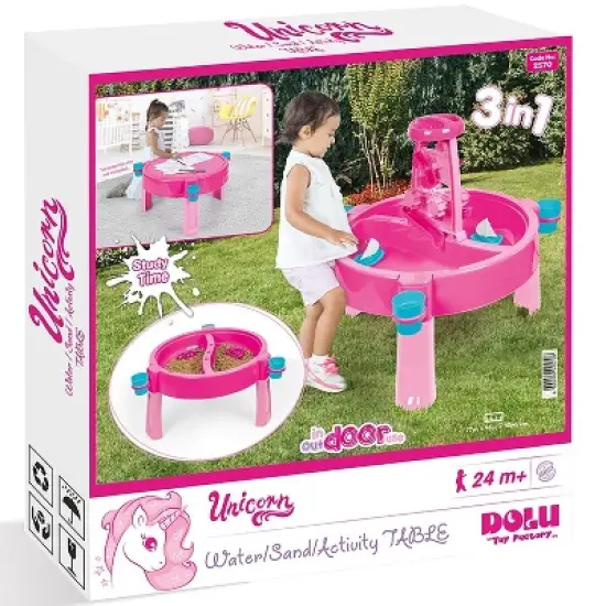 Dolu: 3-In-1 Water & Sand Activity Table - Unicorn, Pink, Blue - Ages 2+ image {2}