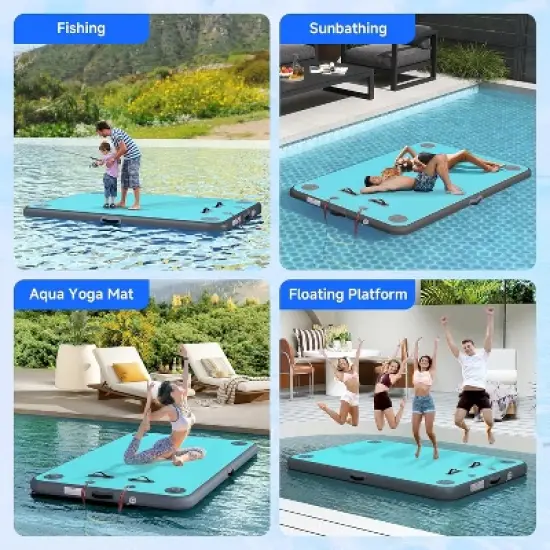 Real Relax Inflatable Floating Dock for Lake, Floating Platform for Pool Beach Ocean with Rope Ladder,Non-Slip Surface, 6 Inch Thick PVC Construction image {2}