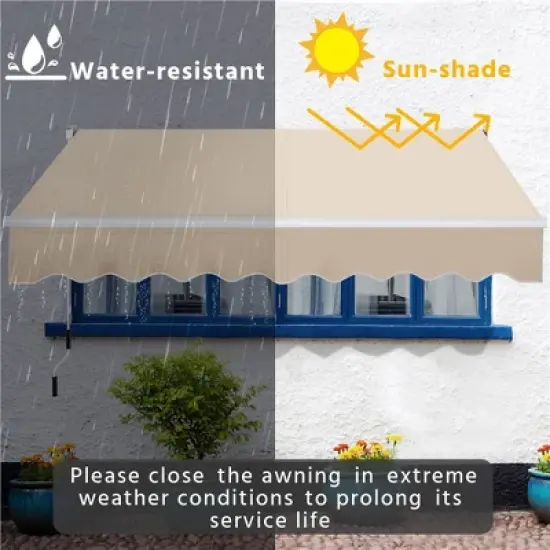 Yaheetech Retractable Awning Outdoor Sun Shade Garden Shelter Manual Adjustable with Protection Coating and Hand Crank image {7}