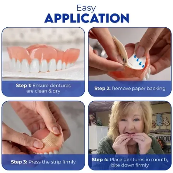 Secure Denture Adhesive Cushion Strips &ndash; Zinc Free &ndash; Waterproof &ndash; Comfortable Fit for Uppers & Lowers &ndash; Extra Firm All-Day-Hold &ndash; Clean Ingredients image {3}
