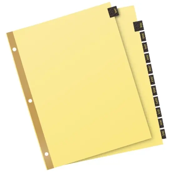 Avery Jan-Dec Dividers for 3 Ring Binders, 12 Tabs per Set, Pre-Printed Black Leather Tabs (3 Sets of 26180) image {6}