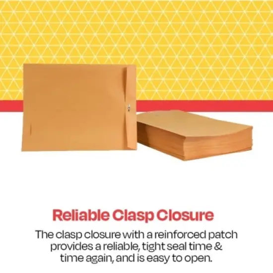 School Smart Kraft Envelope with Clasp, 12 x 15-1/2 Inches, Pack of 100 image {1}