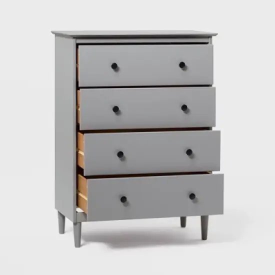 Stiva Classic Mid-Century Modern Vertical 4 Drawer Dresser Gray - Saracina Home image {14}