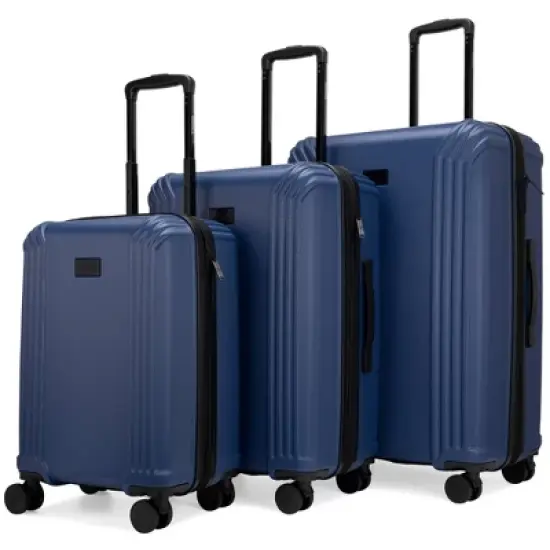 Badgley Mischka Evalyn 3pc Hardside Checked Expandable Spinner Luggage Set  image {12}