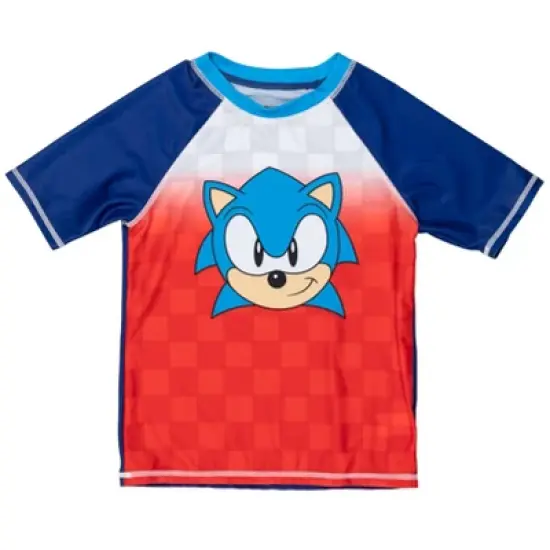 SEGA Sonic the Hedgehog Pullover Rash Guard and Swim Trunks Outfit Set Little Kid to Big Kid image {2}