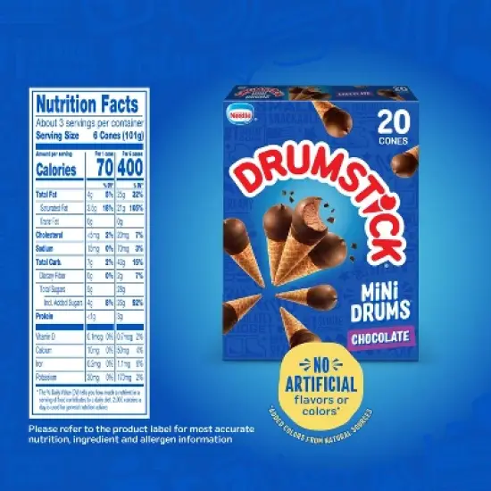 Nestle Drumstick Chocolate Mini Frozen Sundae Cones - 16.9 fl oz/20ct image {7}
