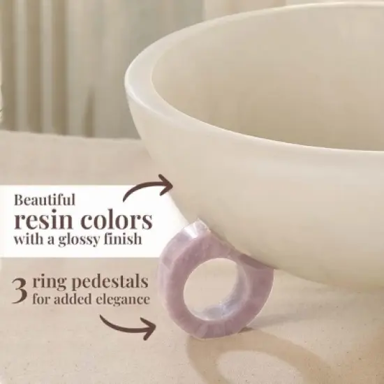Folkulture Resin Fruit Bowl for Kitchen Counter, 9" Frosty White and Lilac Resin Decorative Bowl, Centerpiece Table Decorations image {6}