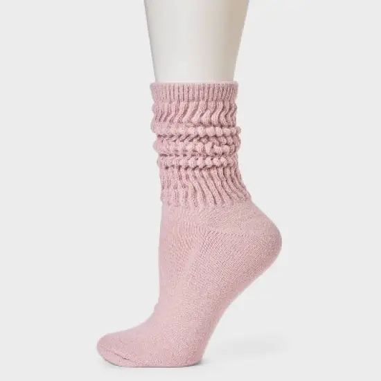 Women's Ultra Soft Ribbed Cushioned Slouch Crew Socks with Woven label - Auden&trade; 4-10 image {3}