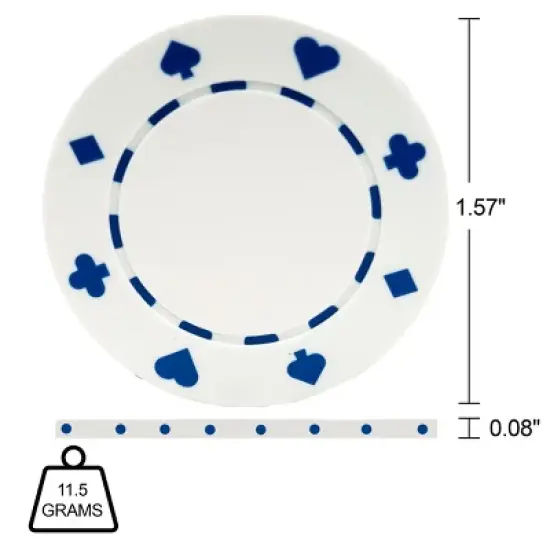 Poker Chips &ndash; 100-Piece Set of 11.5-gram Blackjack Chips with Suited Design by Trademark Games (White) image {1}