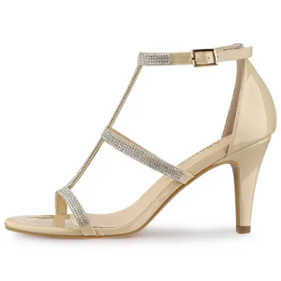 Allegra K Women's Rhinestone Ankle Strap Stiletto High Heel Sandals image {6}