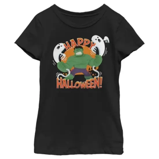 Girl's Marvel The Hulk Happy Halloween T-Shirt image {3}