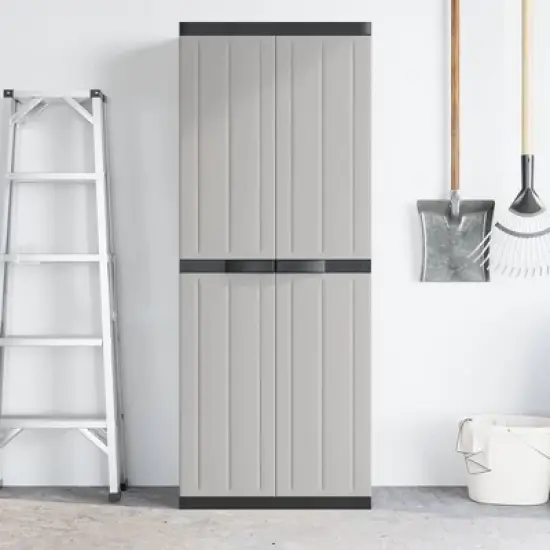 vidaXL Outdoor Storage Cabinet Grey and Black Polypropylene Medium image {2}