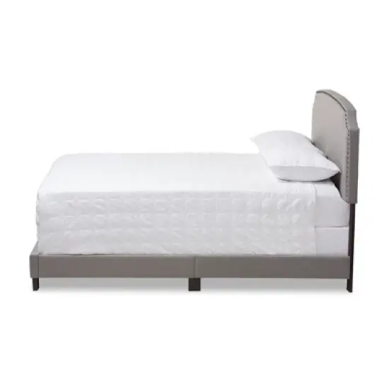 Odette Modern and Contemporary Fabric Upholstered Bed - Light Gray - Baxton Studio image {1}
