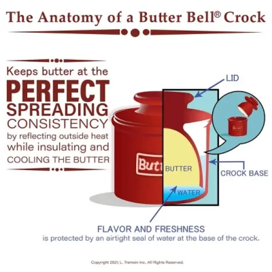 Butter Bell&reg; Crock &ndash; Goldenrod Antique Ceramic Butter Keeper, Vintage-Style Butter Dish for Fresh, Spreadable Butter image {3}