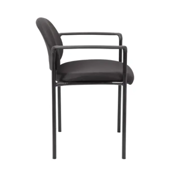 Fabric Modern Stacking Chair Black with Arms - Boss Office Products: Vinyl Upholstery, Metal Frame image {2}