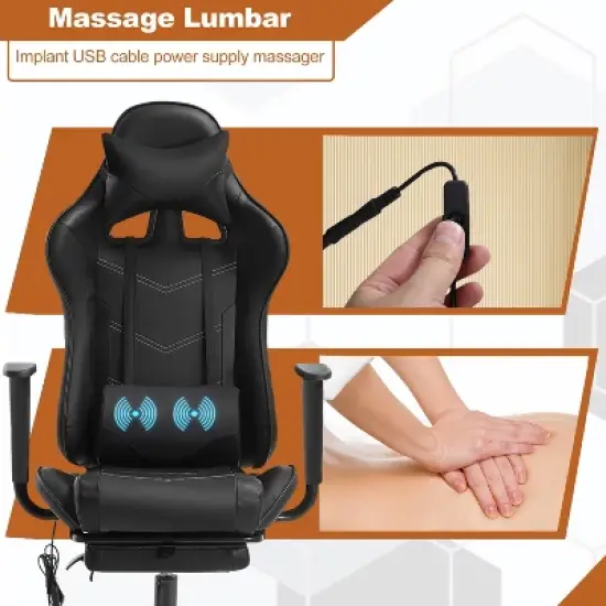 BestMassage Racing Gaming Chair Office Massage Chair with Massage Function Lumbar Support PU Leather for Adult image {2}