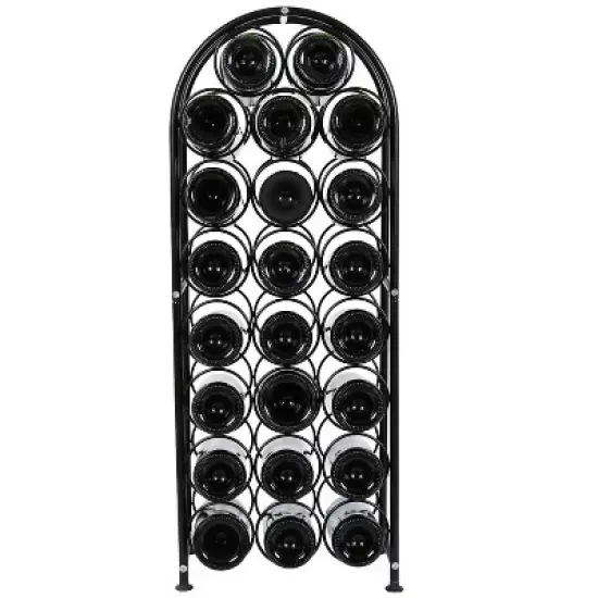 Itopfox 23 Bottle Arched Freestanding Floor Metal Wine Rack Holder Stand for Kitchen Bar Cellar Dining Room Black image {2}