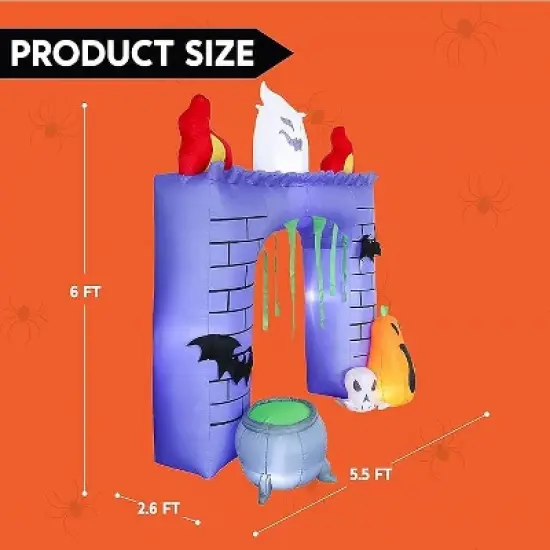 Joyfy 6FT Tall Halloween Inflatable Outdoor Decorations, Inflatable Haunted Castle with Built-in LEDs Trunk or Treat Car Decorations for Outside Decor image {7}