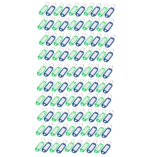Unique Bargains Plastic Luggage ID Label Name Tag Badge Clip Holder Keyring 100 Pcs Blue Green image {5}