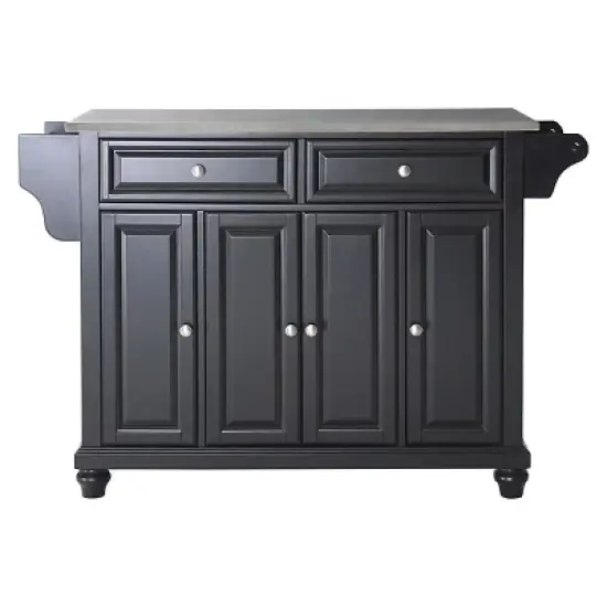 Cambridge Stainless Steel Top Kitchen Island - Black - Crosley image {1}