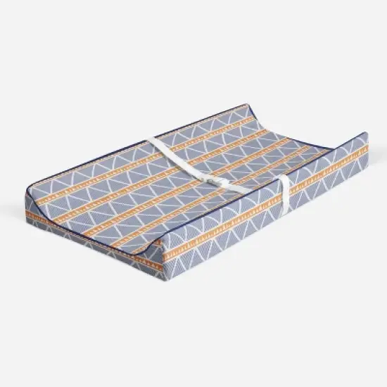 Bacati - Liam Orange/Navy Large Triangles Quilted Muslin Changing Pad Cover image {1}