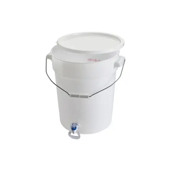 Winco Round Beverage Dispenser, 6 Gallon, White Plastic image {1}