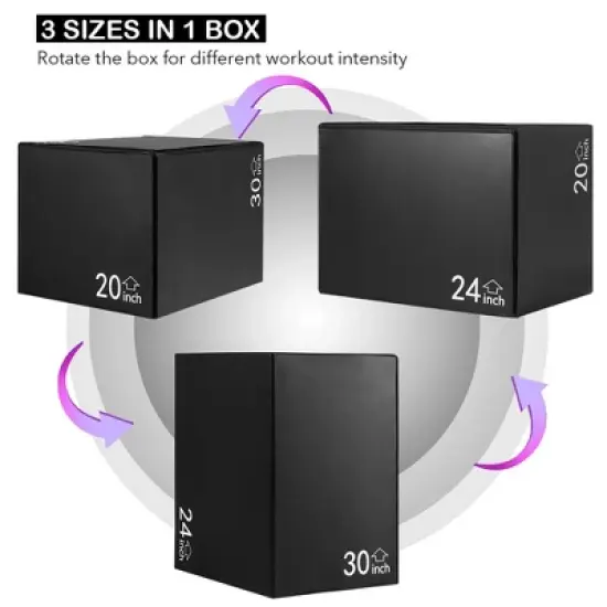 Costway 3-in-1 Foam Plyometric Jump Box w/ Adjustable Height  30''/24''/20'' for Training image {3}