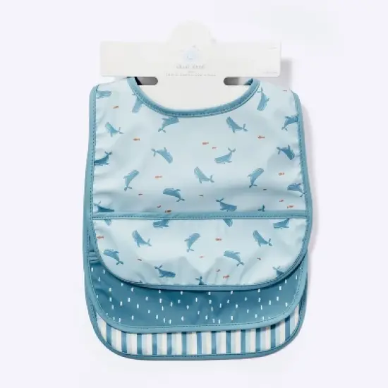 Water-Resistant Bibs - 3pk - Whales/Stripes/Dots - Cloud Island&trade; image {3}