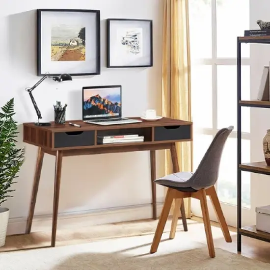 Costway Computer Desk Writing Table w/ Drawers Laptop PC Workstation Home Oak\Walnut image {1}