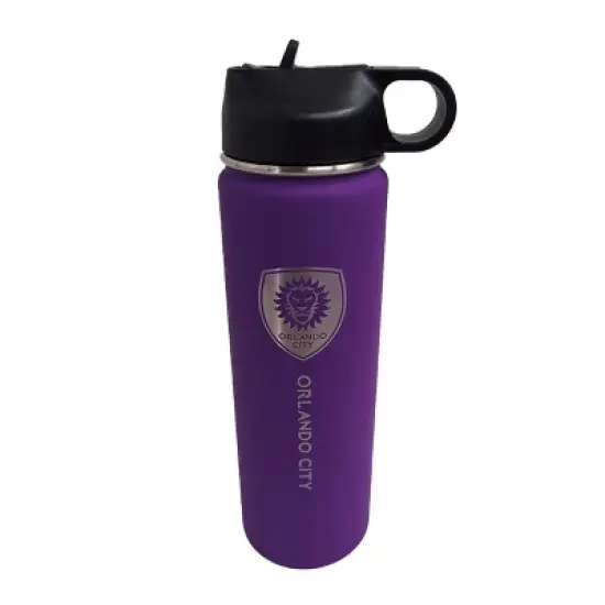 MLS Orlando City SC 22oz Rubberized Touch Water Bottle: Stainless Steel Portable Drinkware image {3}