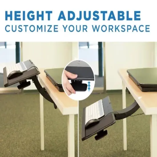 Mount-It! Sit Stand Keyboard Tray, Height Adjustable Under Desk Keyboard and Mouse Drawer With Ergonomic Wrist Rest Pad image {4}