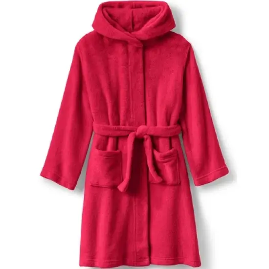 Lands' End Kids Hooded Fleece Solid Robe image {8}