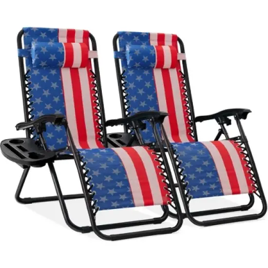 Best Choice Products Set of 2 Zero Gravity Lounge Chair Recliners for Patio, Pool w/ Cup Holder Tray image {26}