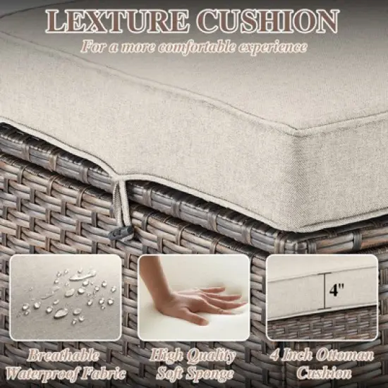 Gymojoy Wicker Ottomans Outdoor Wicker Footstool Set of 2 image {4}