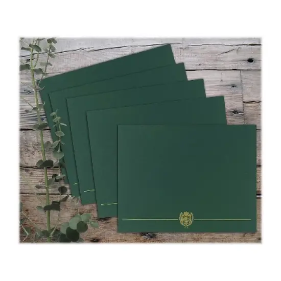 Great Papers Classic Crest Certificate Holders 12" x 9.38" Hunter Green 50/Pack (903118PK10) image {1}