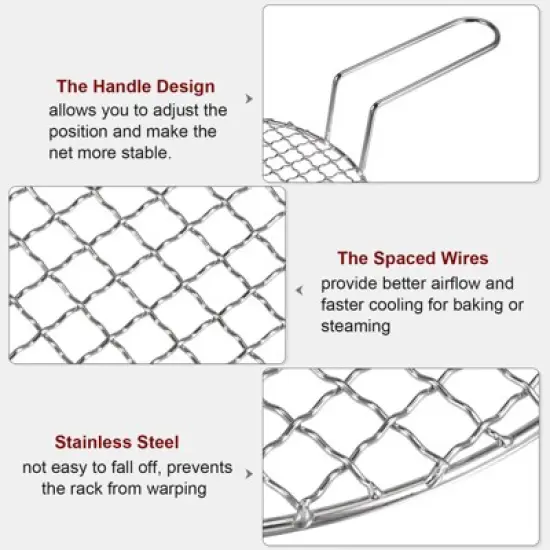 Unique Bargains Stainless Steel Grills Round Barbecue Mesh Outdoor Grill with Handle image {3}