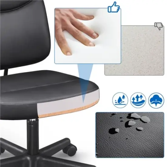 Yaheetech Armless Office Chair Mid-Back Task Chair Adjustable Desk Chair,Black image {5}