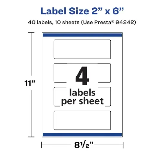 Avery Durable Waterproof Rectangle Labels with Sure Feed, 2" x 6" image {4}